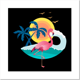 Summer Flamingo Sun Posters and Art